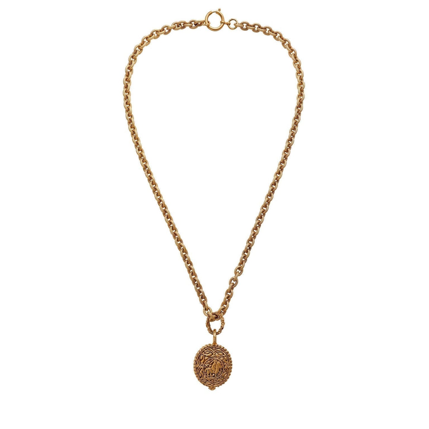 Chanel 24kt Gold Vintage Horse Medallion Necklace 