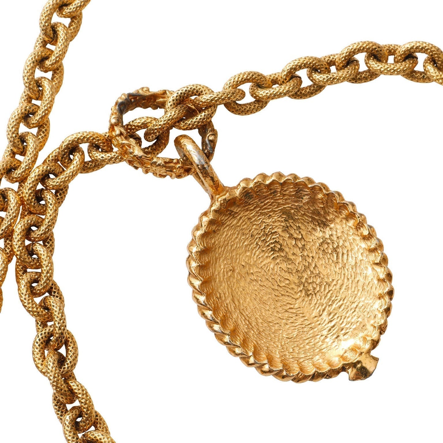 Chanel 24kt Gold Vintage Horse Medallion Necklace 