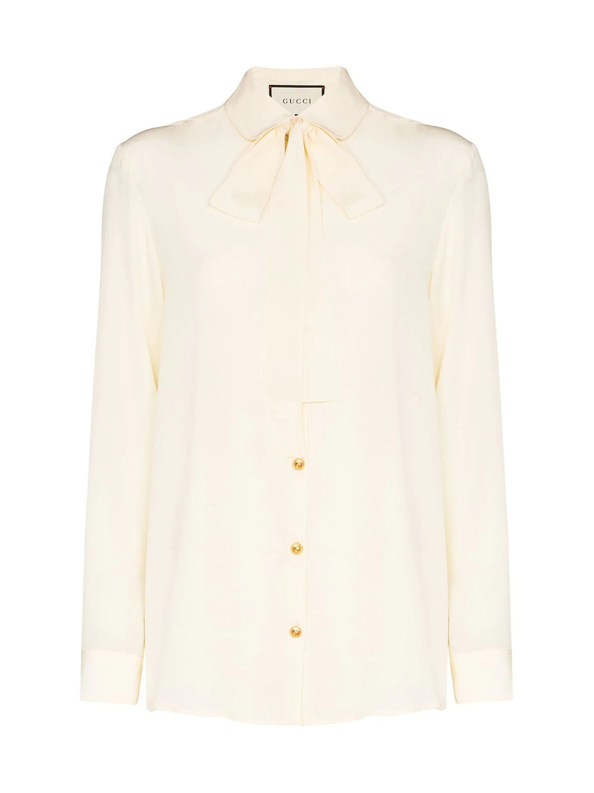 Silk shirt with bow by Gucci.