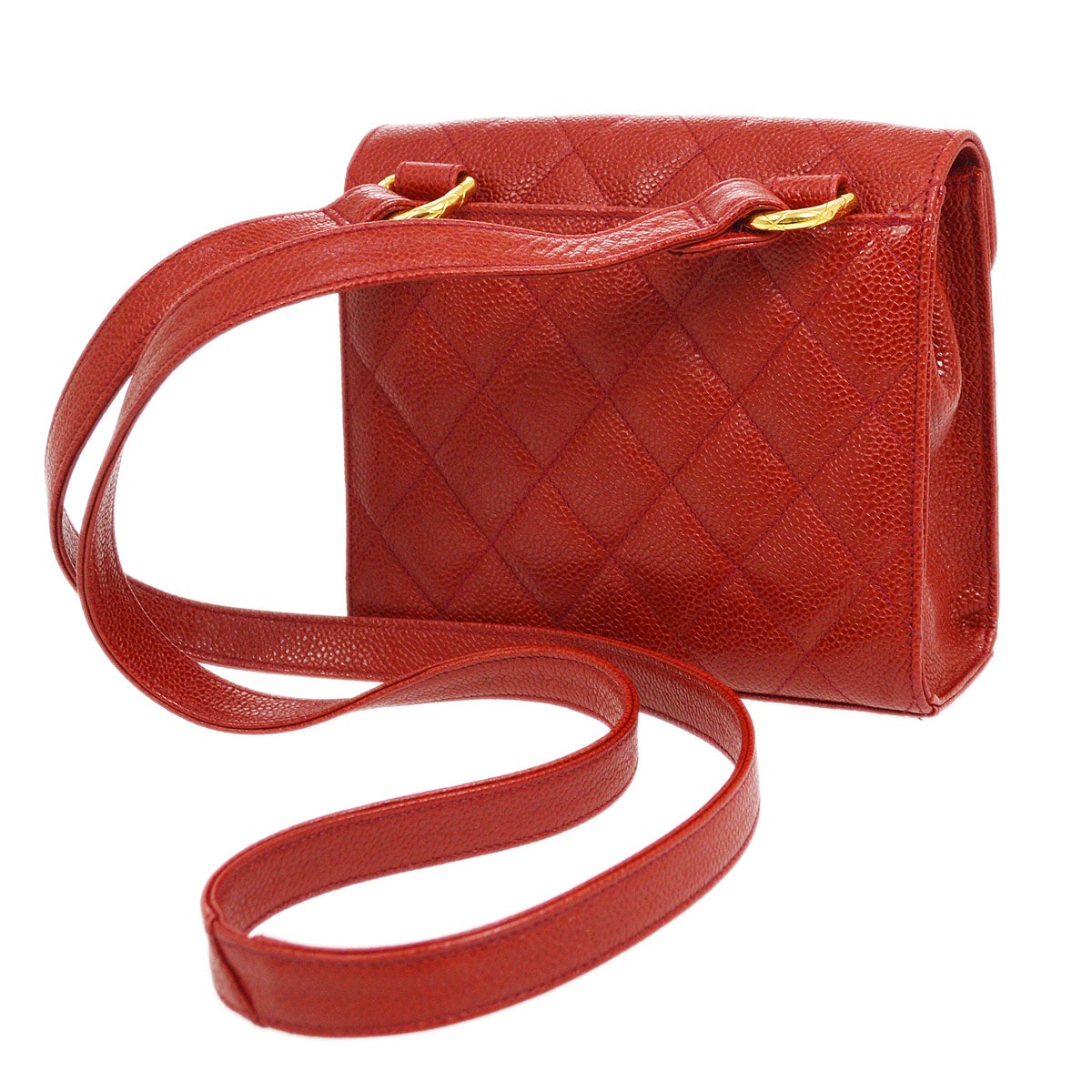 CHANEL 1991-1994 Red Caviar Shoulder Bag