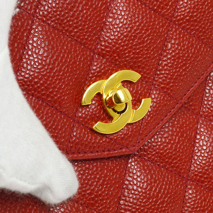 CHANEL 1991-1994 Red Caviar Shoulder Bag