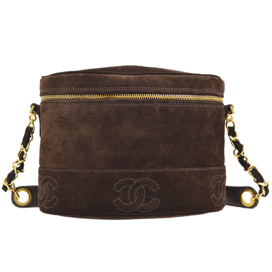 CHANEL 1996-1997 Brown Suede Triple CC Shoulder Bag