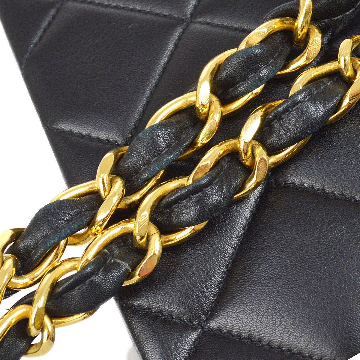 CHANEL 1991-1994 Chain Shoulder Bag Black Lambskin 