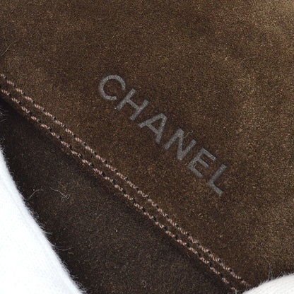 CHANEL 1997-1999 Brown Suede Logo Shoulder Bag 