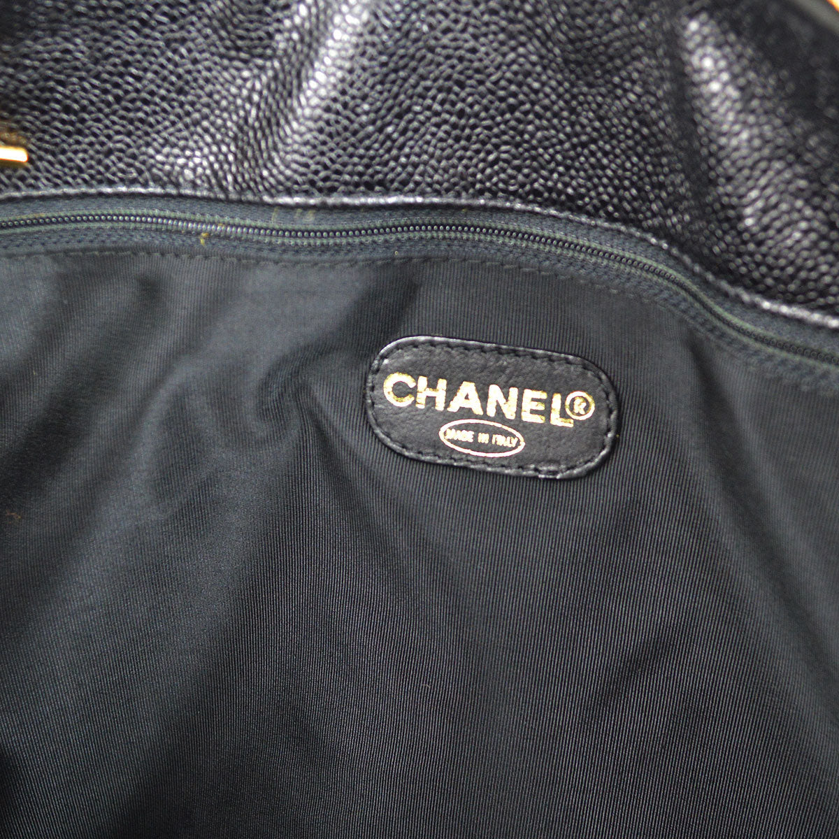 CHANEL 1997-1999 Timeless Zipper Top Tote 40 Black Caviar 