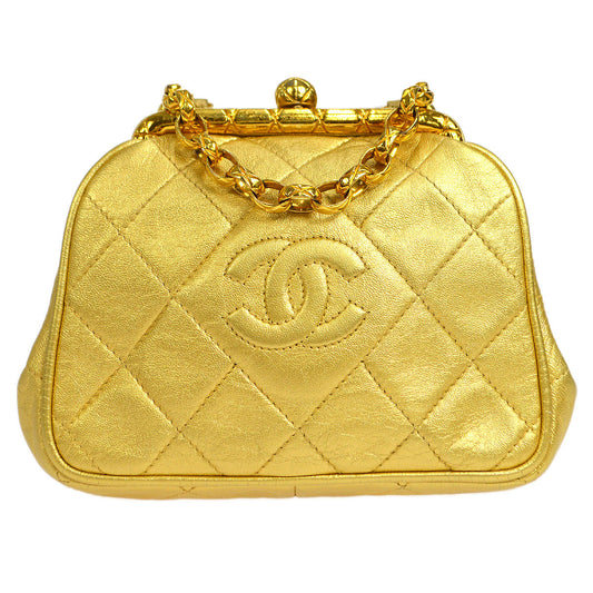 CHANEL 1989-1991 Diamond Kissklock Shoulder Bag 