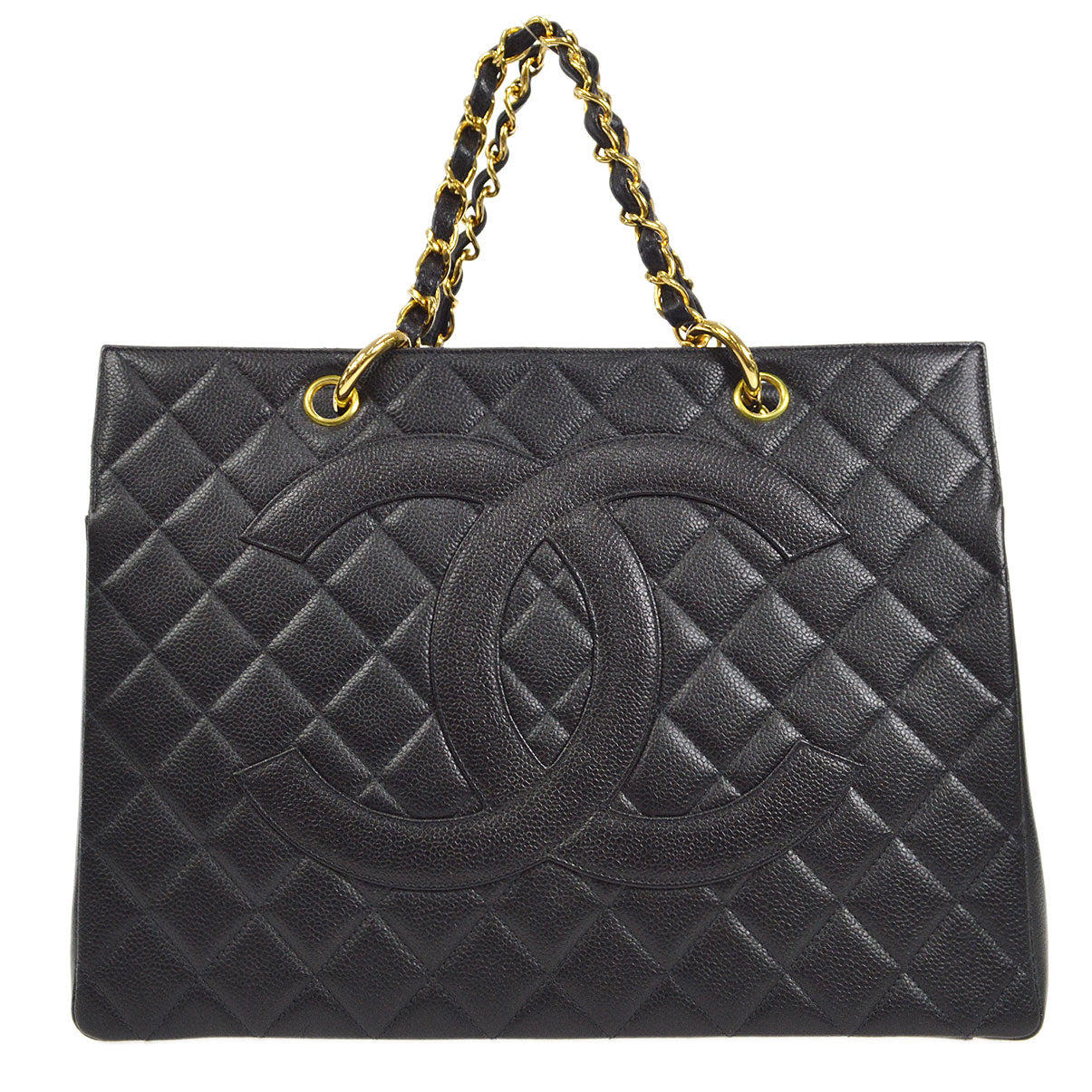 CHANEL 1994-1996 Chain Tote Bag Black Caviar 