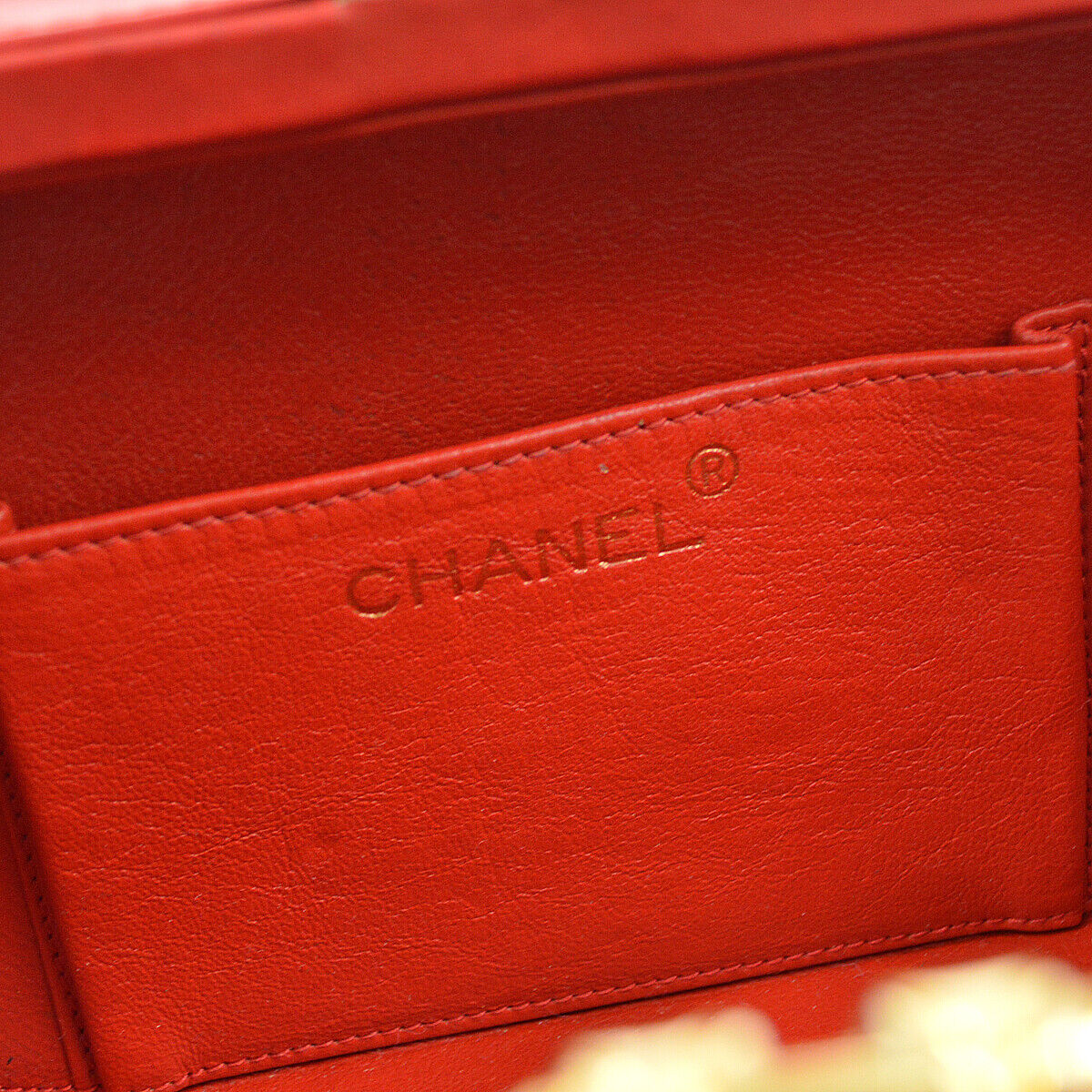 CHANEL 1996-1997 Diamond Box Vanity Shoulder Bag Red Lambskin 