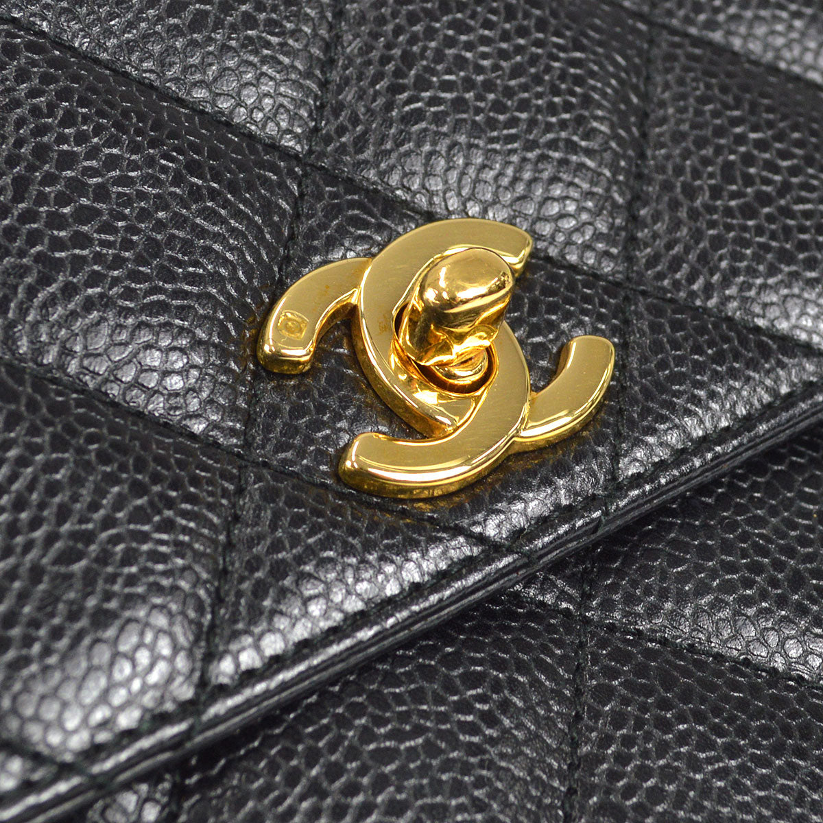 CHANEL 1996-1997 Flap Box Shoulder Bag Small Black Caviar 