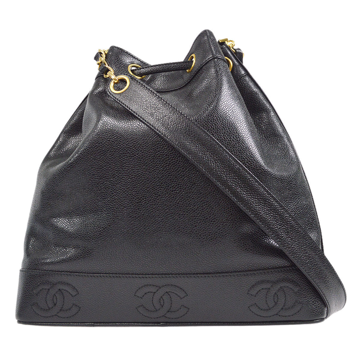 CHANEL 1994-1996 Triple CC Shoulder Bag Black Caviar 