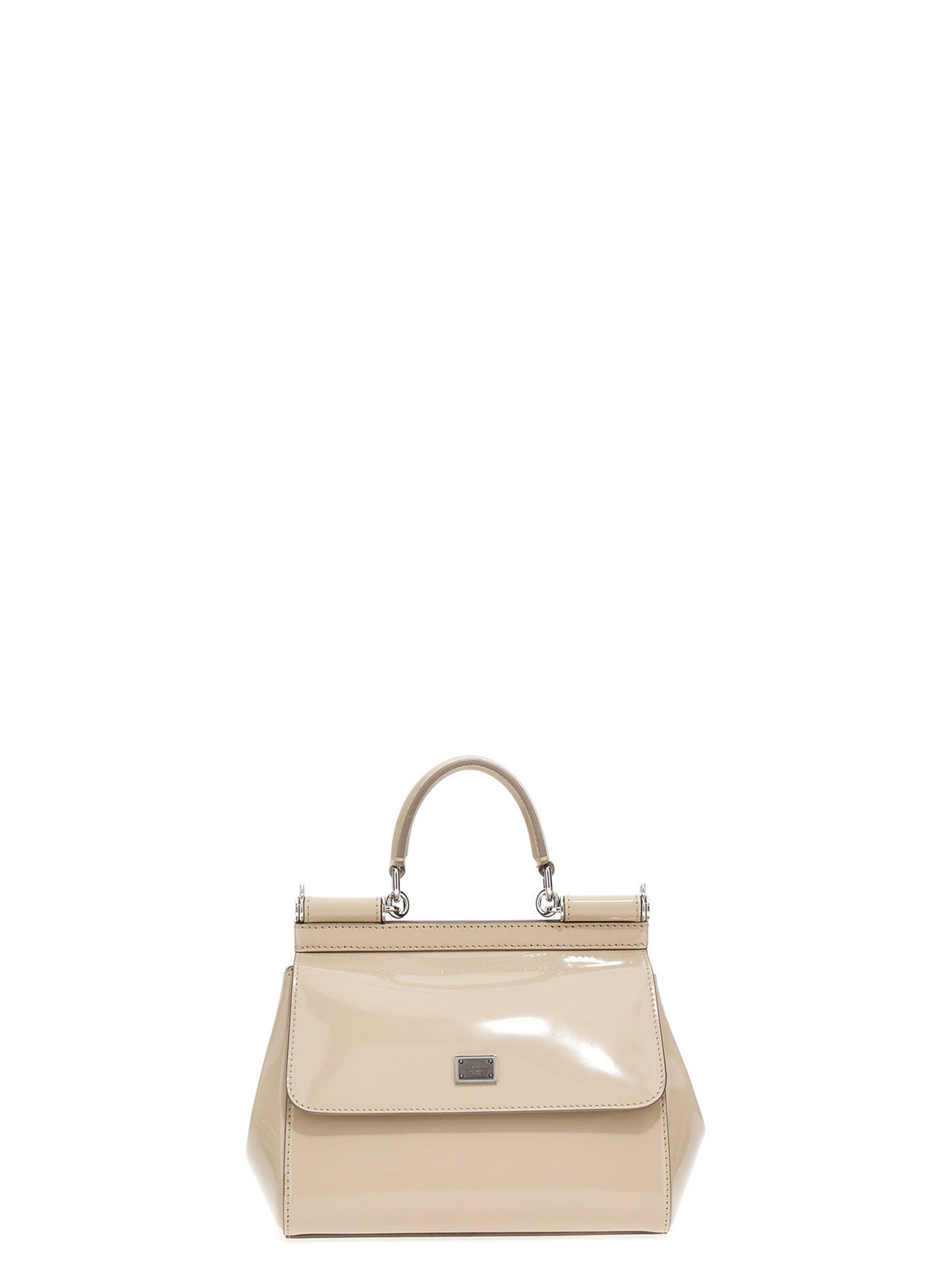 Logo Leather Handbag Handbags Beige