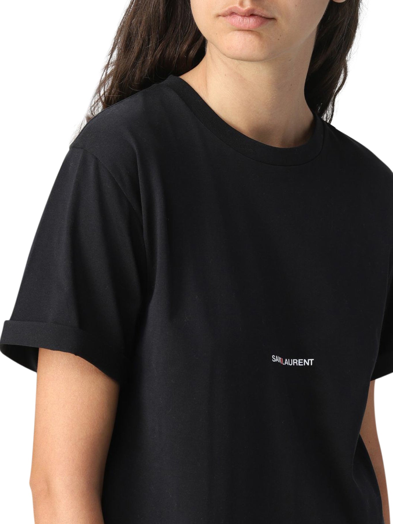 SAINT LAURENT BOYFRIEND SHORT SLEEVE T-SHIRT IN COTTON JERSEY