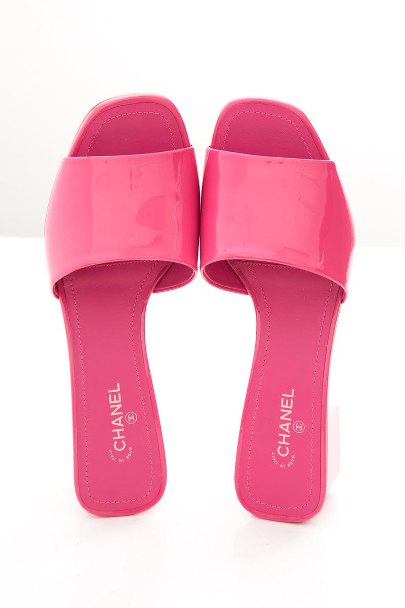 Chanel 2022 SS Pink CC Sandal Mules SZ 37.5