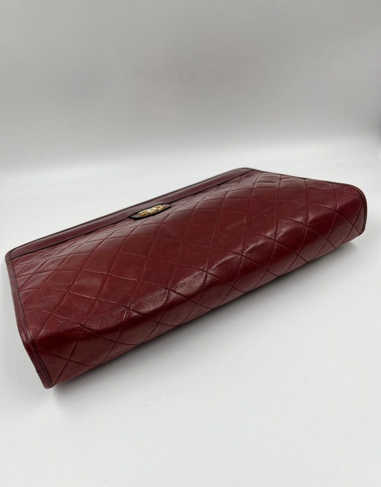 Burgundy Chanel Clutch Bag