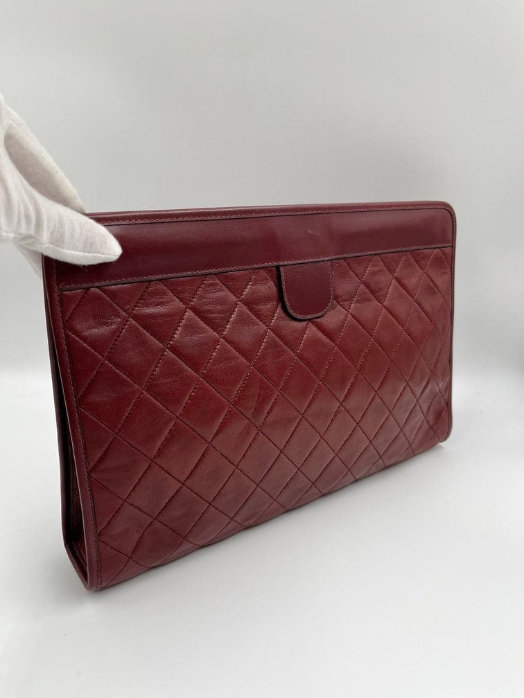 Burgundy Chanel Clutch Bag