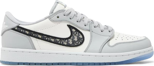 Dior x Air Jordan 1 Low "Wolf Gray Sail Photon Dust White" Sneakers for Men