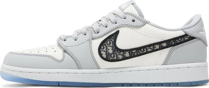 Dior x Air Jordan 1 Low "Wolf Gray Sail Photon Dust White" Sneakers for Men