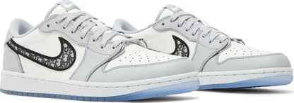 Dior x Air Jordan 1 Low "Wolf Gray Sail Photon Dust White" Sneakers for Men