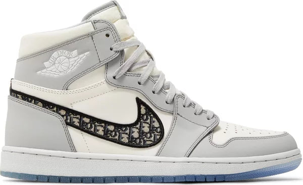 Dior x Air Jordan 1 High OG "Wolf Gray Sail Photon Dust White" Sneakers for Men