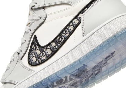 Dior x Air Jordan 1 High OG "Wolf Gray Sail Photon Dust White" Sneakers for Men