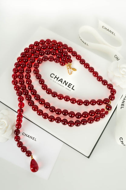 Ceinture de perles rouges Chanel 1992