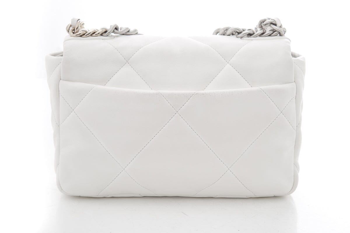 Chanel 19 White Puff Quilted Lambskin Handbag