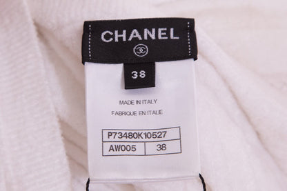 Chanel 2022/2023 CC Logo White Cardigan SZ 38