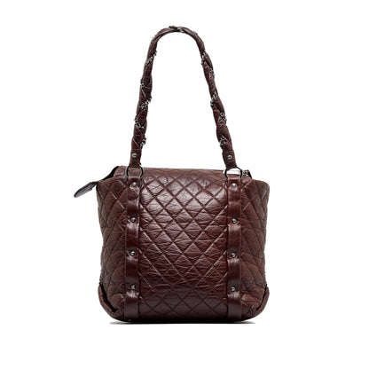 Brown Chanel Lady Braid Shopping Tote