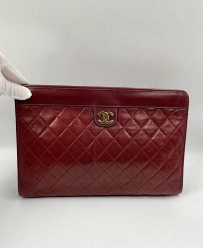 Burgundy Chanel Clutch Bag