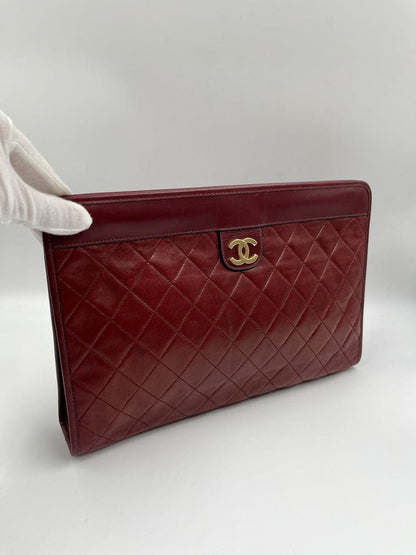 Burgundy Chanel Clutch Bag