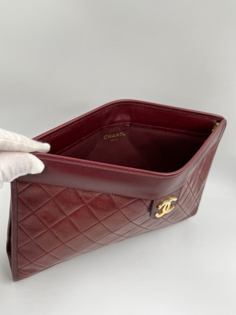 Burgundy Chanel Clutch Bag