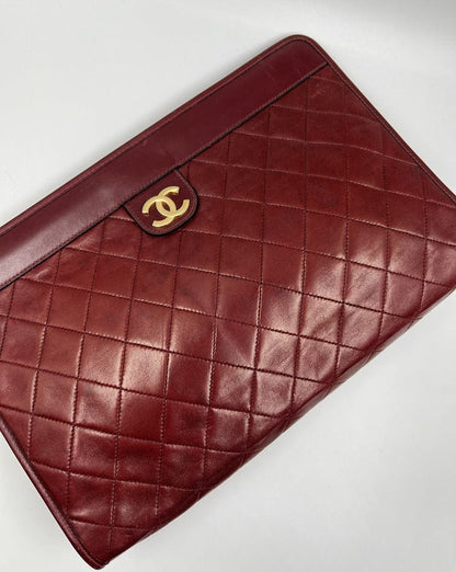 Burgundy Chanel Clutch Bag