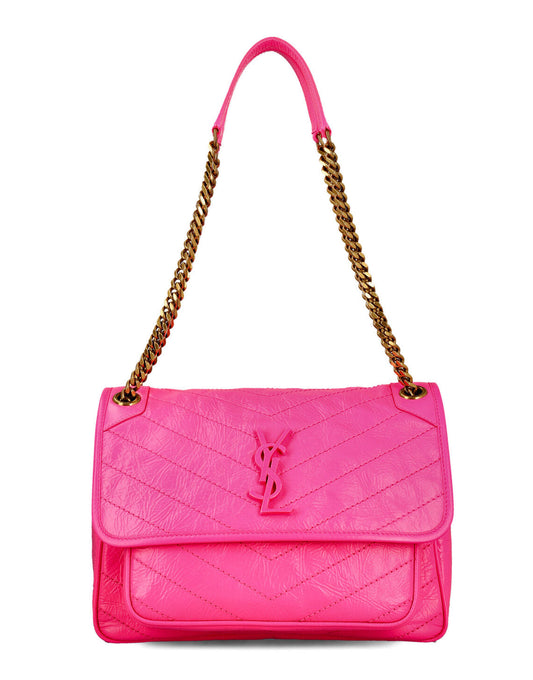 Yves Saint Laurent Niki Baby in crinkled leather.