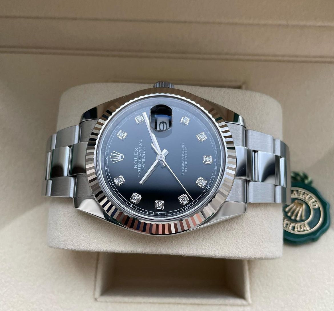 DATEJUST OYSTER BLACK DIAL DIAMOND