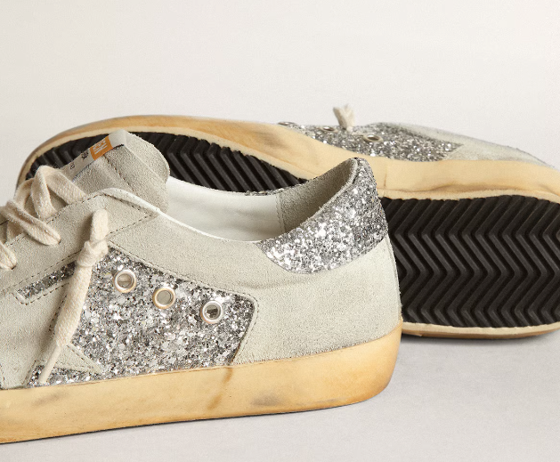 Super-Star Donna in glitter argento con stella e inserti ghiaccio