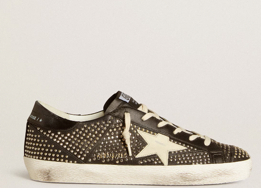 Super-Star Men in black nappa with studs and white leather star