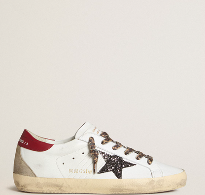 Women's Super-Star in nappa with glitter star and red nappa heel tab