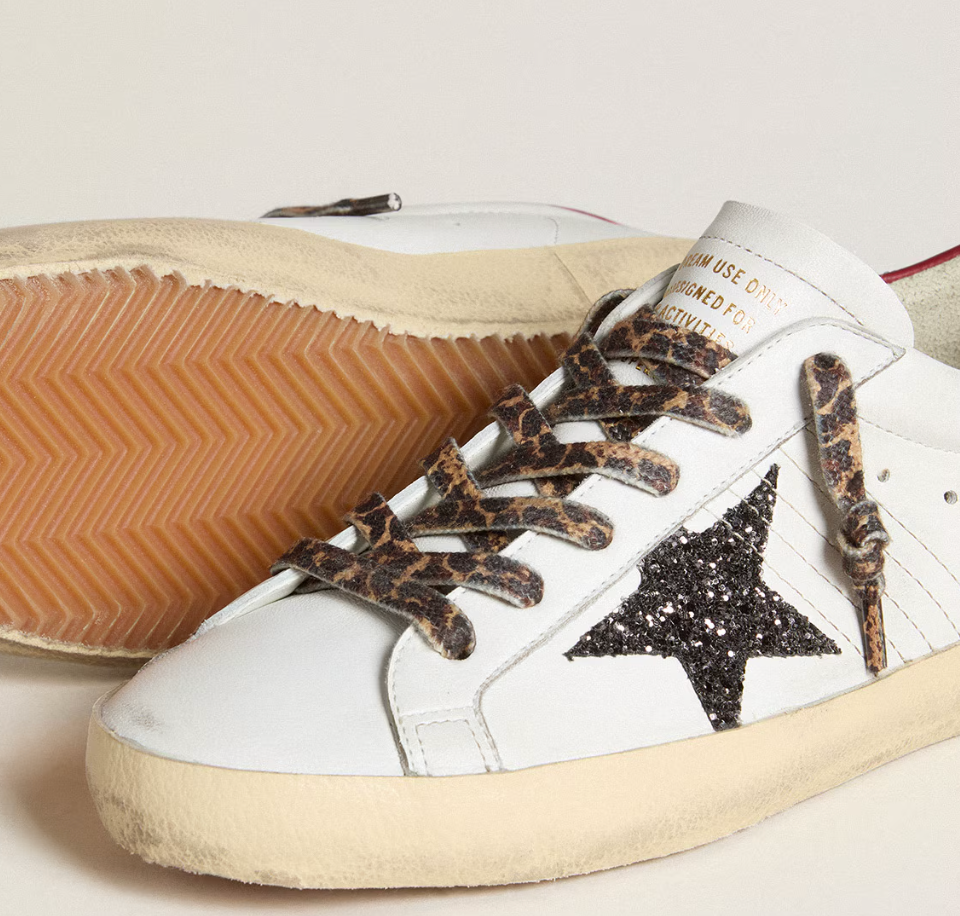 Women's Super-Star in nappa with glitter star and red nappa heel tab