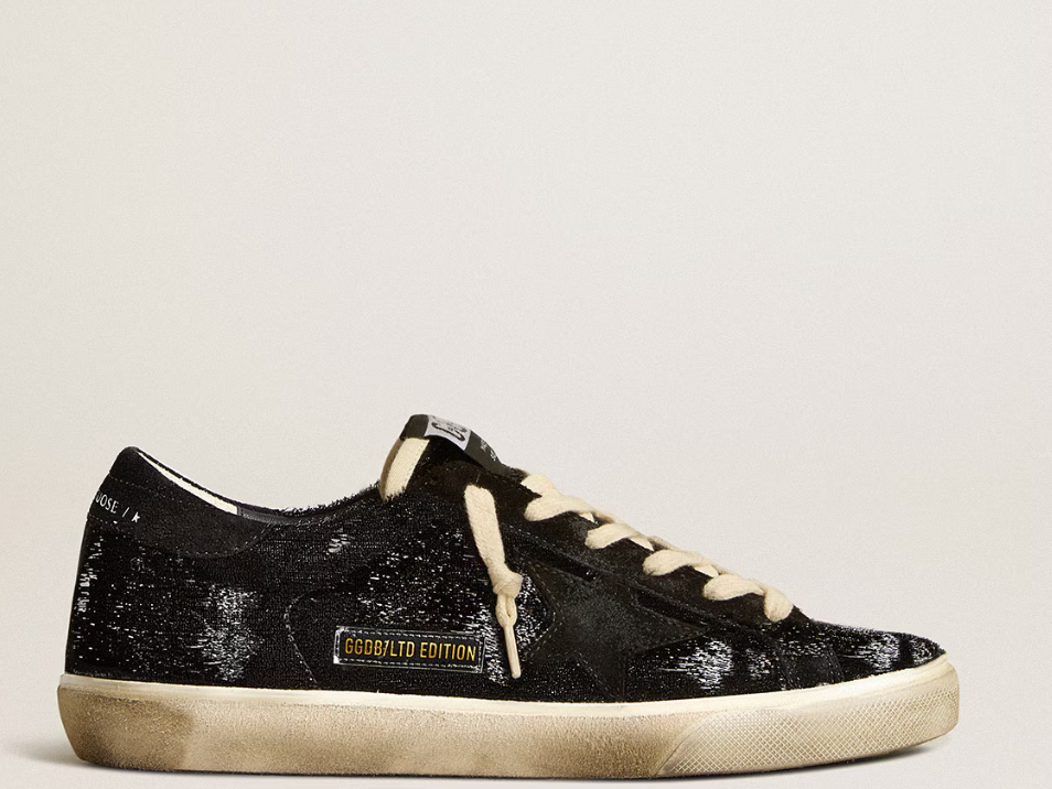 Men’s Super-Star in black velvet and suede with black suede star