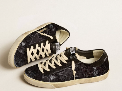 Men’s Super-Star in black velvet and suede with black suede star