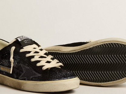 Men’s Super-Star in black velvet and suede with black suede star