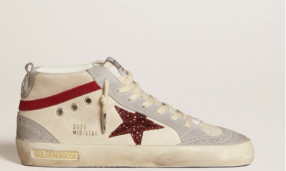 Women’s Mid Star in leather with glitter star and red nubuck flash