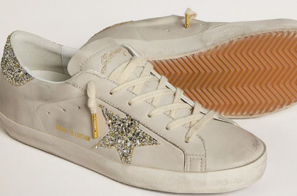 Super-Star Donna in white nubuck and Swarovski crystals