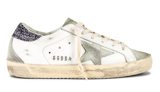 Golden Goose Super-Star Sneaker in White, Ice, & Grey