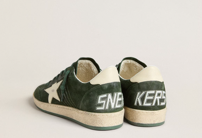 Men's Ball Star in green suede with white leather star and heel tab