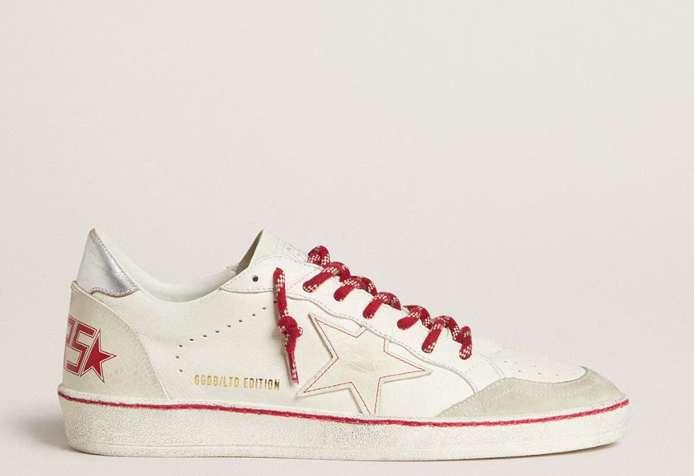 Men’s Ball Star LTD CNY in white leather with a lived-in effect