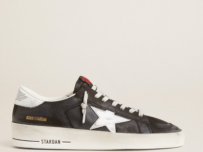 Stardan in black nubuck and mesh with gray leather star and heel tab