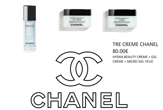 TRIS CREME CHANEL - HYDRA BEAUTY CREME 50G + GEL CREAM 50G + GEL YEUX 15ML