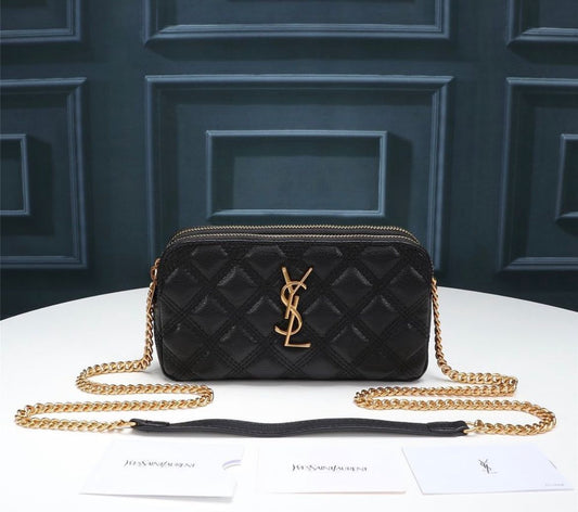 YSL MINI BAG IN MATELASSÉ BLACK & GOLD