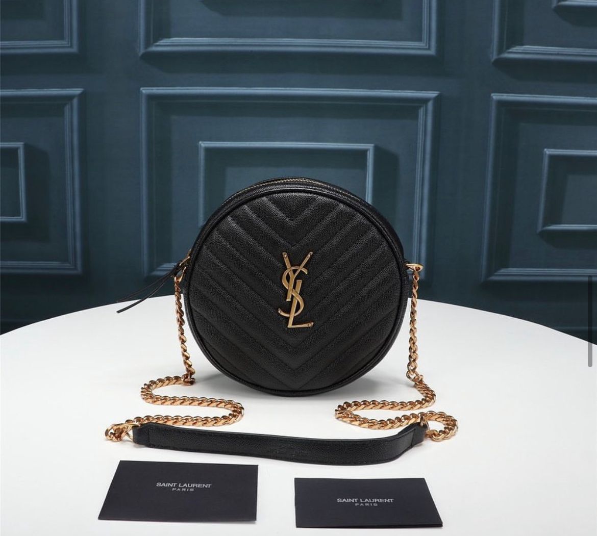 YSL CAMERA BAG VINYLE TONDA IN PELLE BLACK